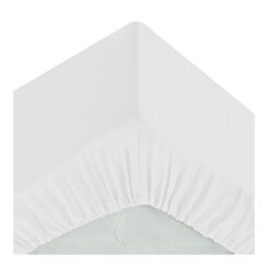 Lençol de baixo com elástico, algodão, branco, 140 x 190 cm