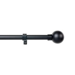 KIT de varão de cortina extensível preto com argolas 160-300 cm