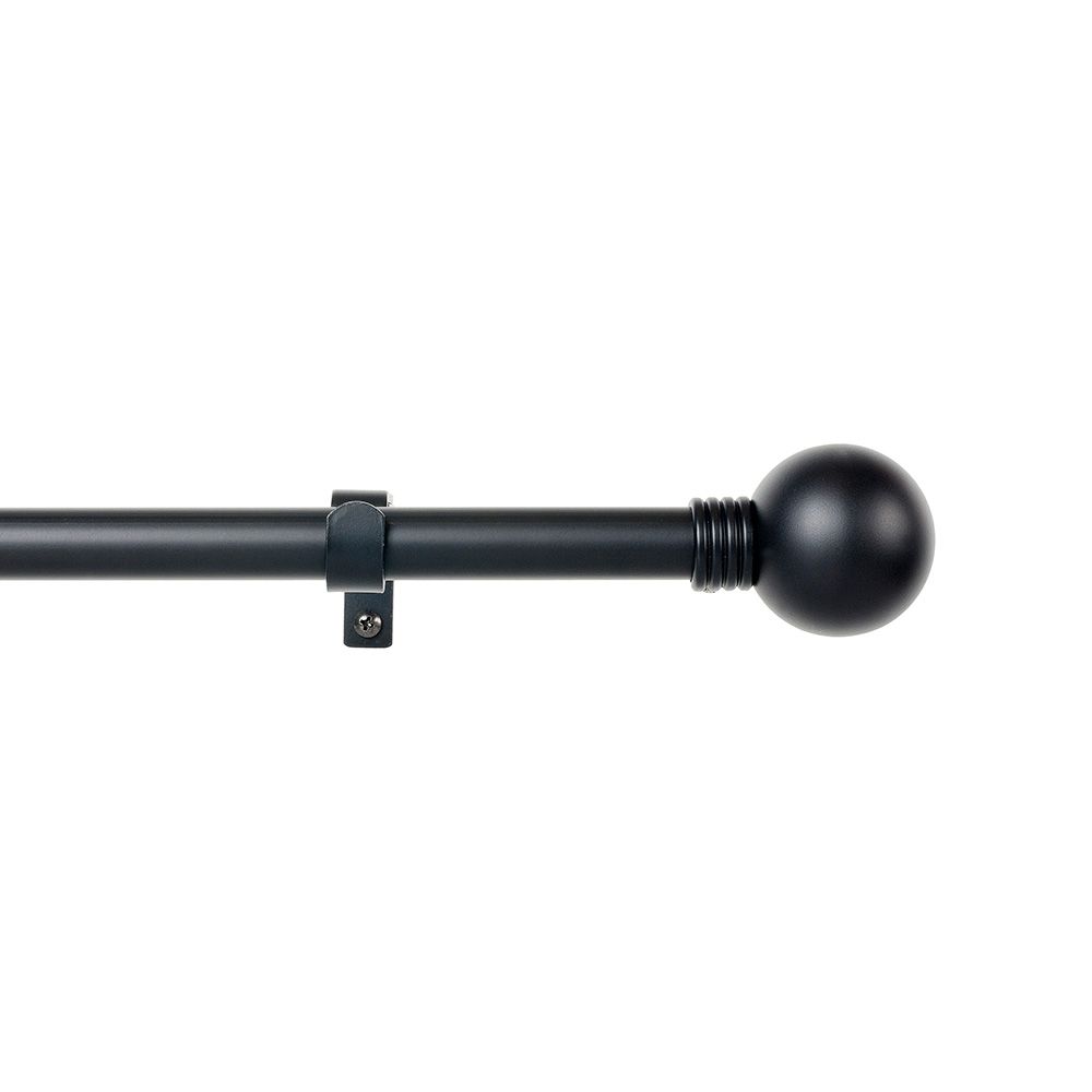 KIT de varão de cortina extensível preto com argolas 160-300 cm