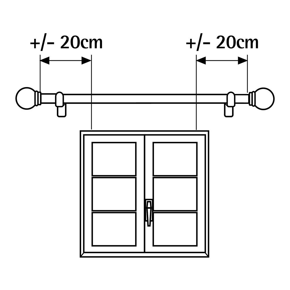 KIT de varão de cortina cromado com argolas extensíveis 160-300 cm - Image 3