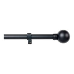 KIT de varão de cortina extensível preto com argolas 110-200 cm