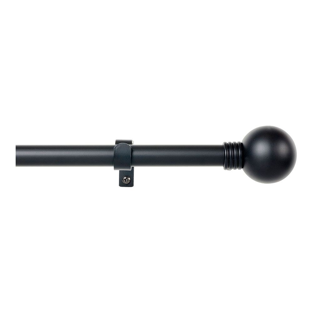 KIT de varão de cortina extensível preto com argolas 110-200 cm