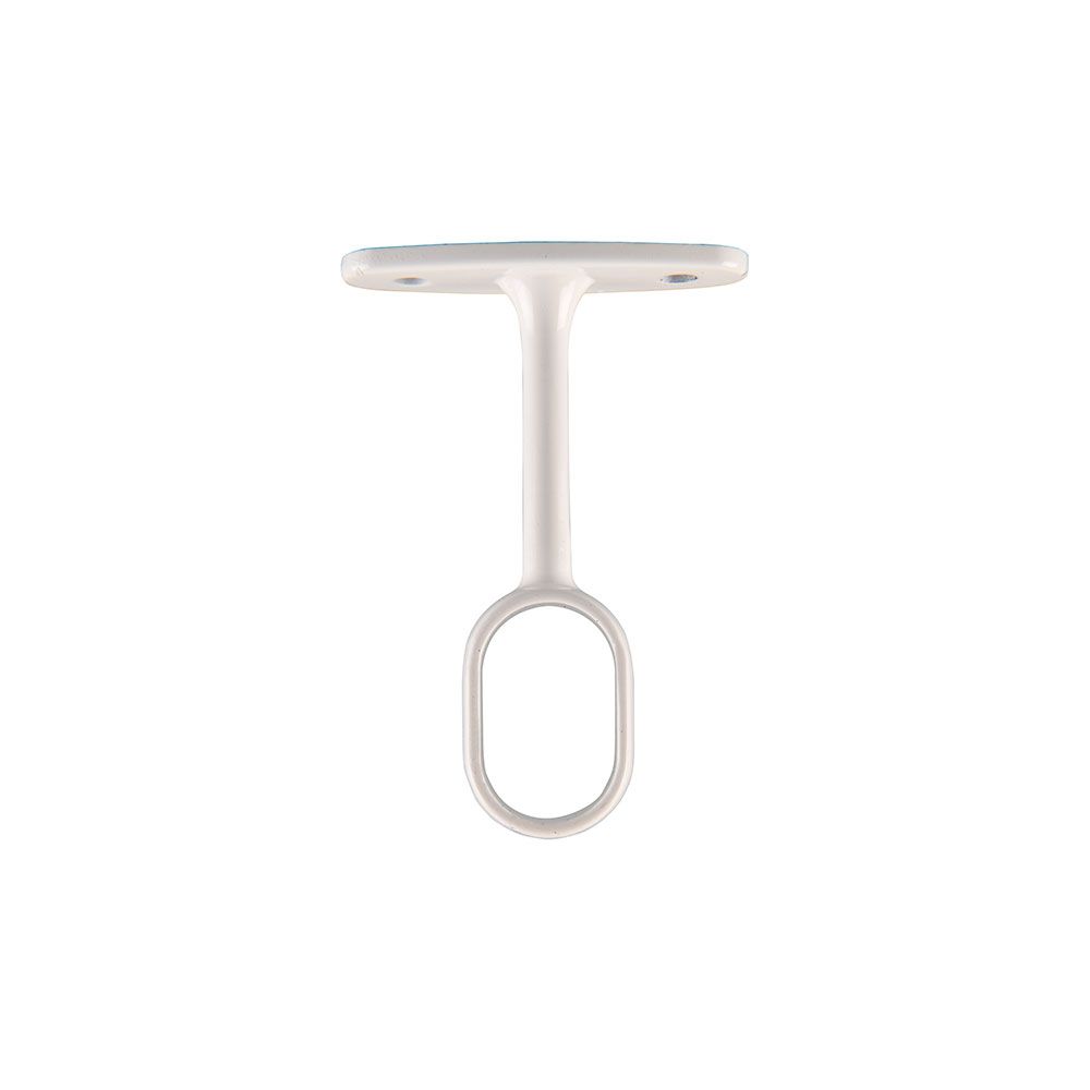 Suporte para varão oval de guarda-roupa, central, metal com acabamento branco, 25 x 15 mm, blister