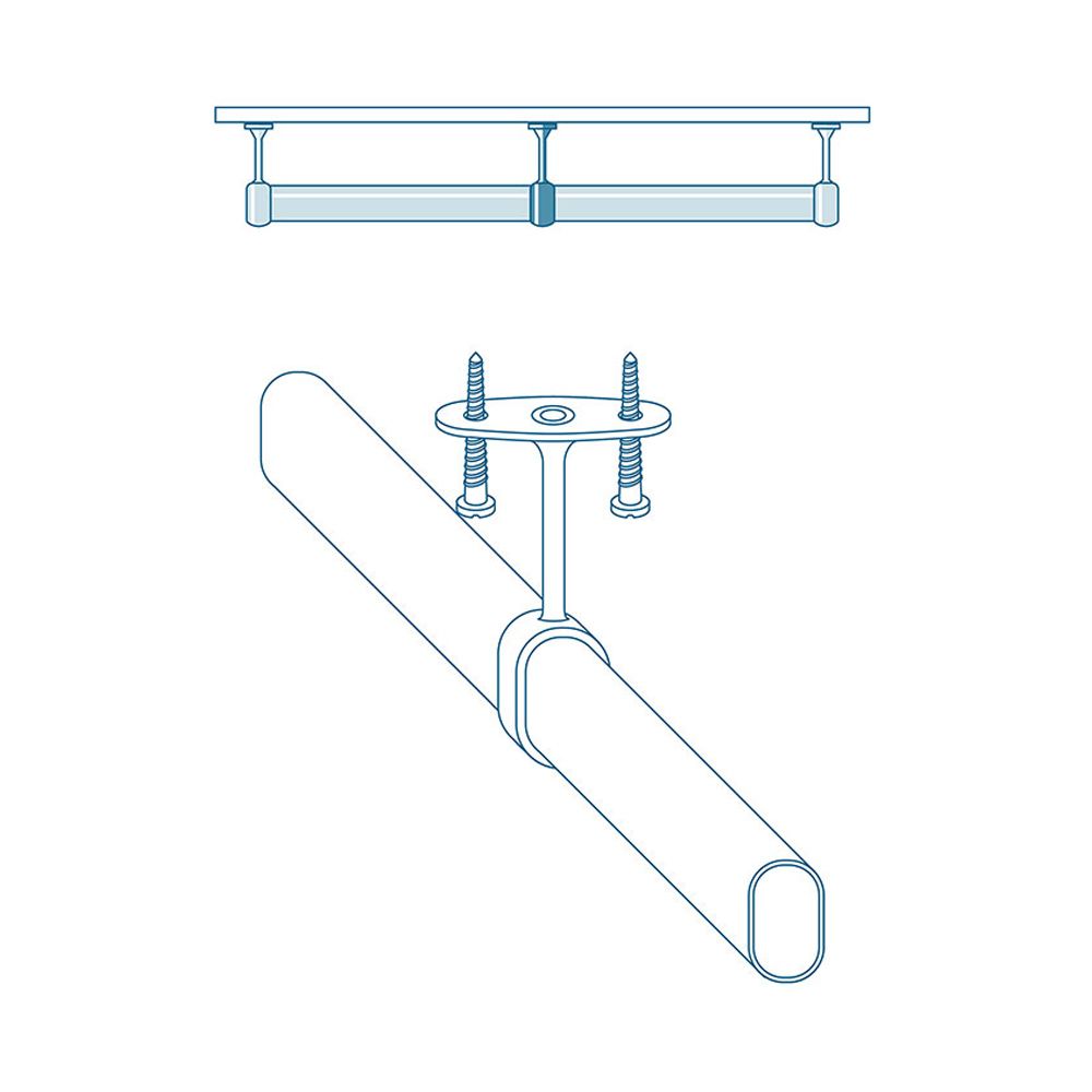 Suporte para varão oval de guarda-roupa, central, metal com acabamento branco, 25 x 15 mm, blister - Image 5