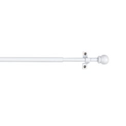 Varão de cortina extensível em formato de esfera branca, 120-215 cm