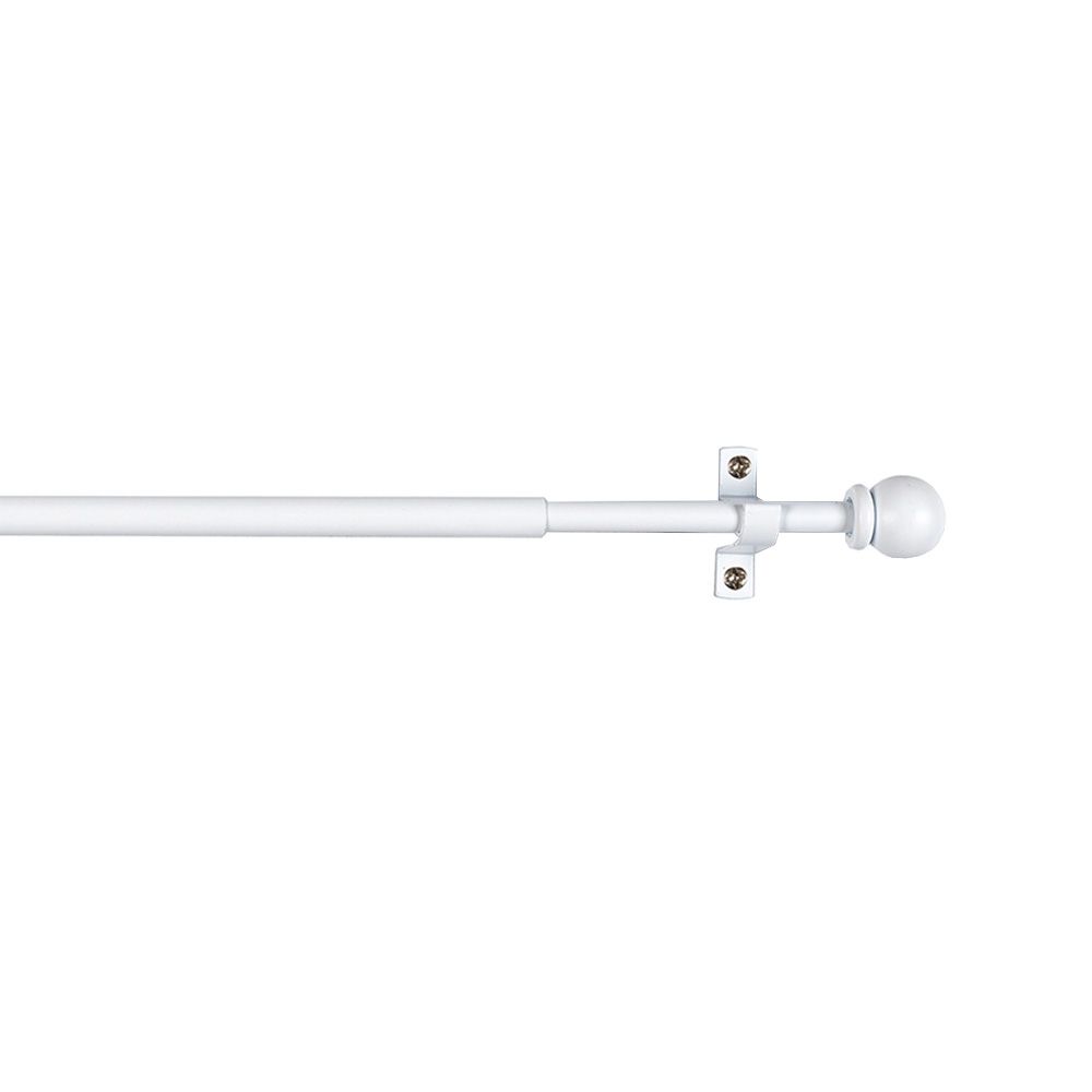 Varão de cortina extensível em formato de esfera branca, 120-215 cm