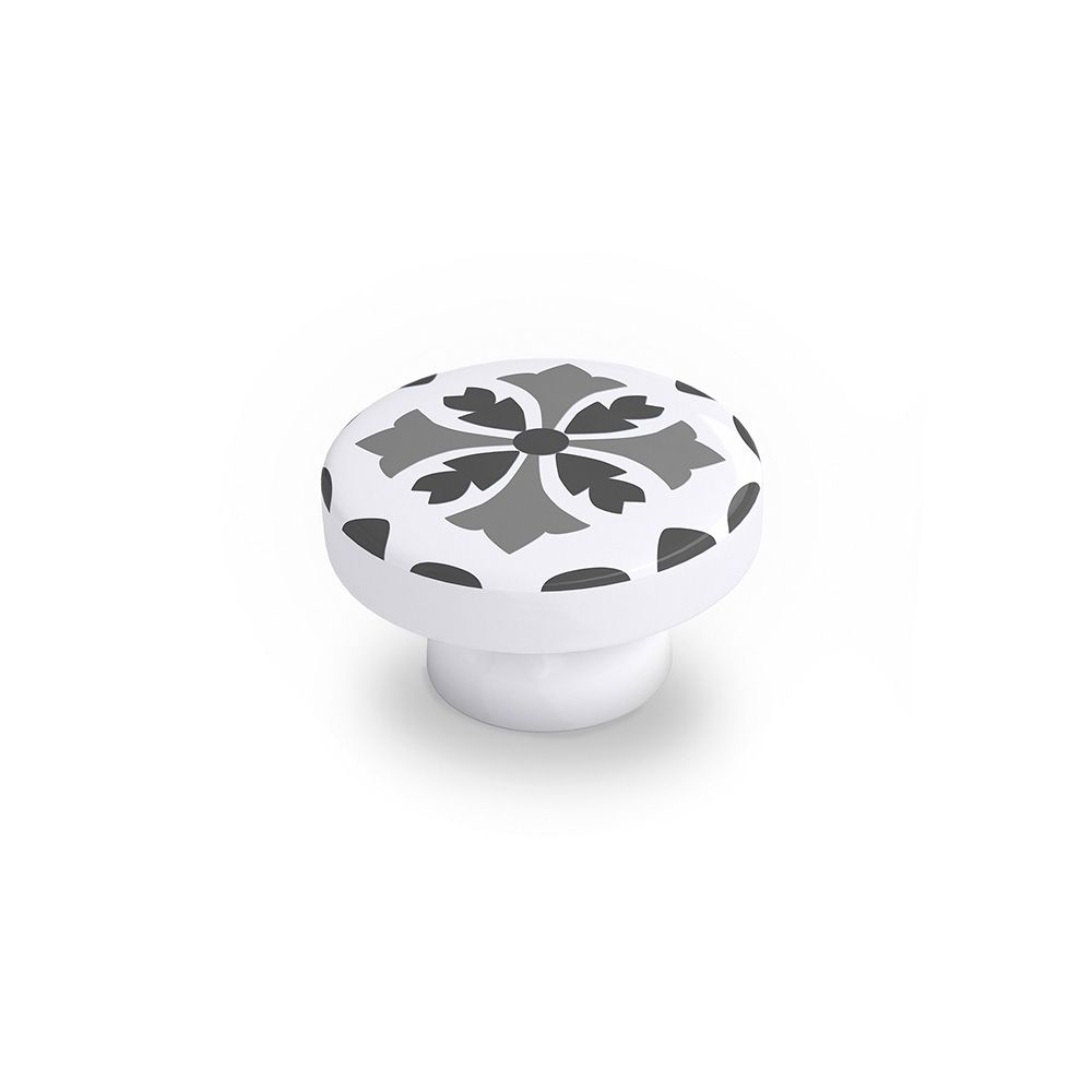 REI Puxador para móveis, modelo e243, em madeira com acabamento cinza, ø38 mm, blister 4 unidades