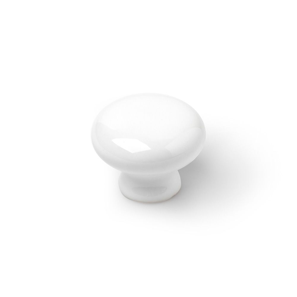 REI Puxador para móveis, modelo 821, porcelanato com acabamento branco, ø35 mm, blister 4 unidades