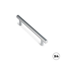 REI Puxador para móveis tipo puxador, modelo 891h, aço inox com acabamento em alumínio, 128 mm, blister 4 unidades