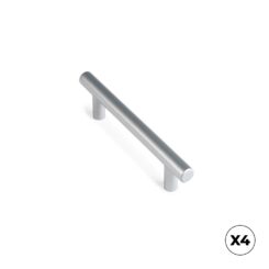 REI Puxador para móveis tipo puxador, modelo 891h, aço inox com acabamento em alumínio, 96 mm, blister 4 unidades