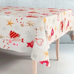 Rolo de hule com motivos natalícios bege 1,40 x 25 m