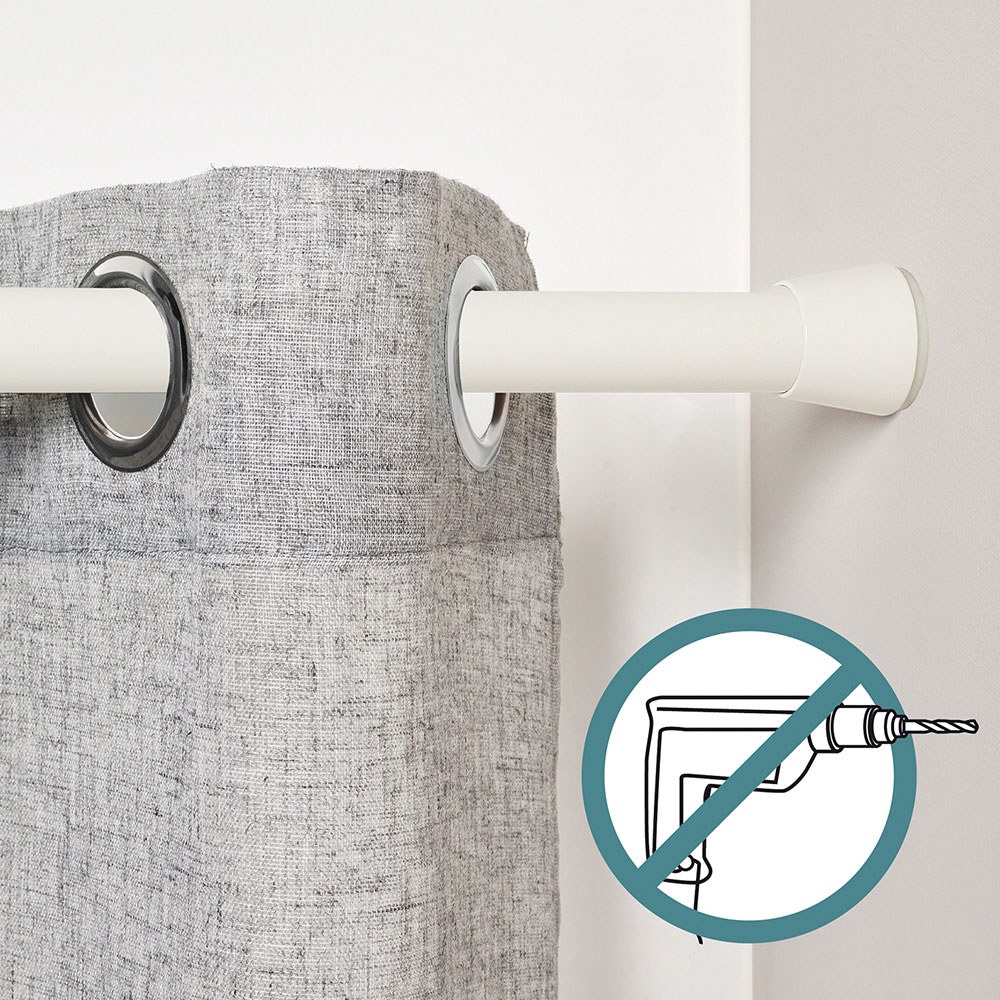 Barra extensível multiuso sob pressão sem furar, branca, ø2,8 - 2,5 x 140 - 250 cm - Image 2