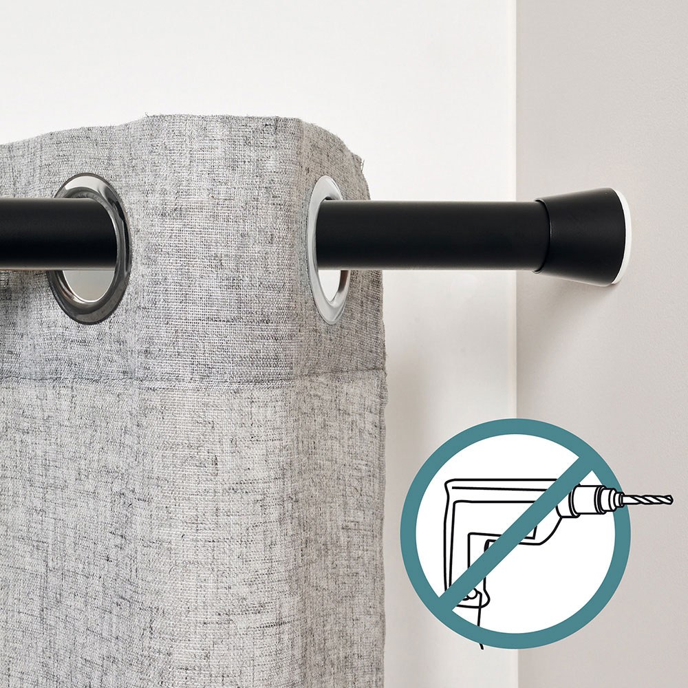 Barra extensível multiuso a pressão sem furos, preta, Ø2,8 - 2,5 x 70 - 120 cm - Image 2