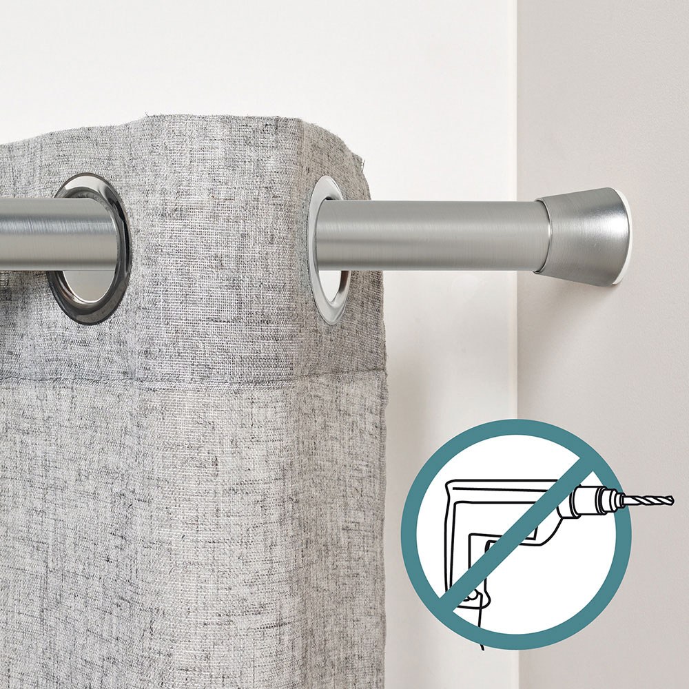 Barra extensível multiuso a pressão sem furos, prata, Ø2,8 - 2,5 x 50 - 80 cm - Image 2