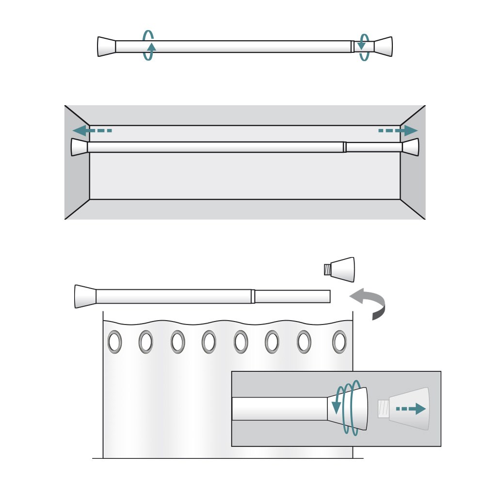 Barra extensível multiuso a pressão sem furos, prata, Ø2,8 - 2,5 x 50 - 80 cm - Image 6
