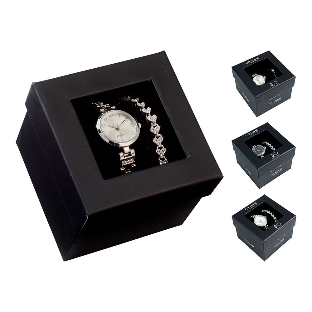 Relógio de pulso + braçelete, modelos variados, COR prata, 19 x 2,5 x 0,8 cm