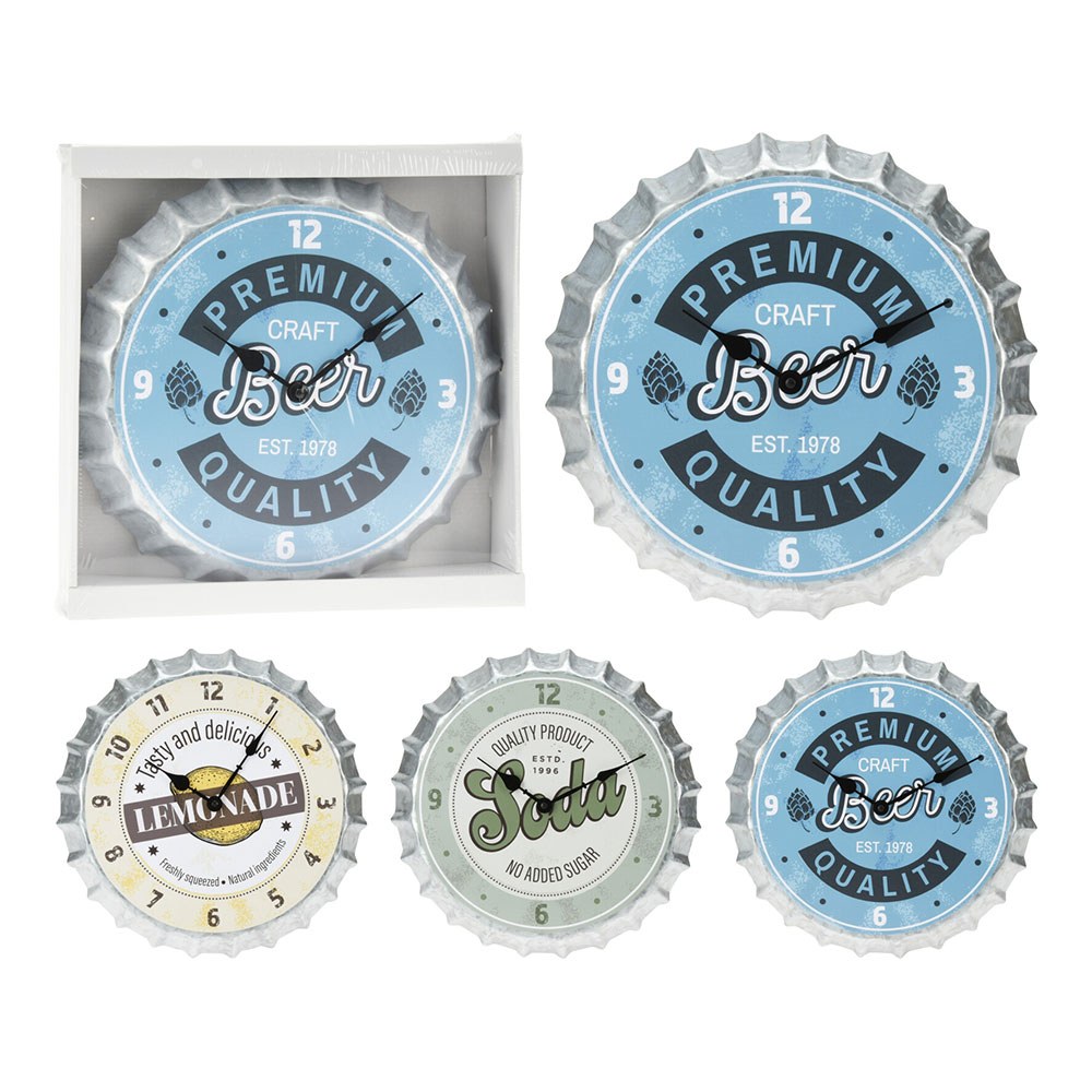 Relógio de parede tampa de garrafa, modelos variados, Ø31 cm