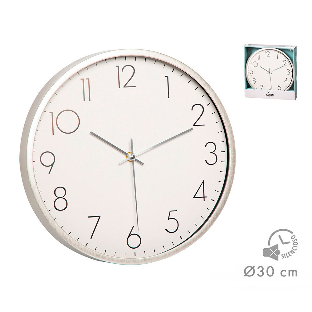 Relógio de parede cinzento/branco, Ø30 cm