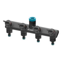 Distribuidor de 4 vias com válvulas para torneiras energo de 6 BAR, com roscas de ½ POL - ¾ POL e 1 POL, blister