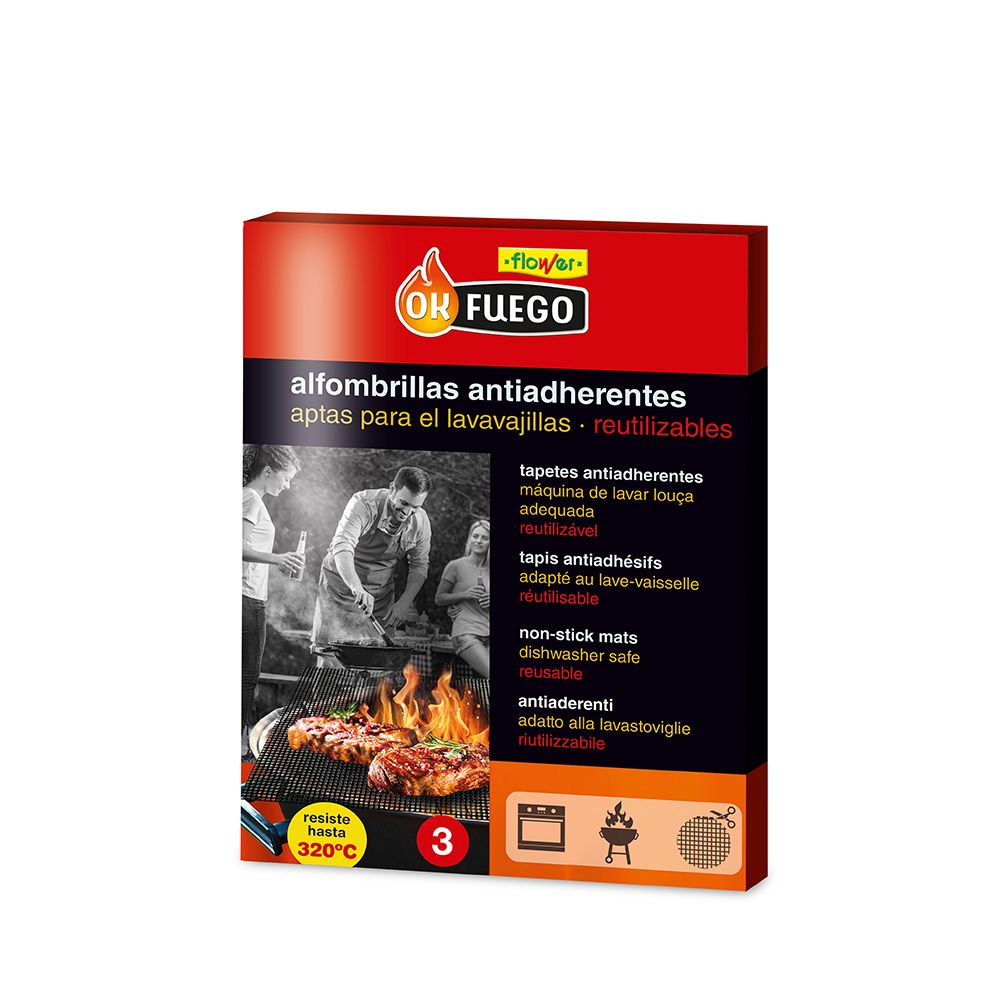 Tapete de cozinha antiaderente reutilizável para churrasco, okfuego, 30 x 40 cm, 3 un