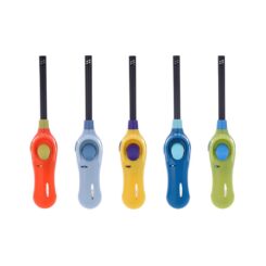 Isqueiro eletrônico recarregável, pescoço longo, cores sortidas, blister
