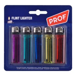 Isqueiro descartável flint, cores variadas, blister 5 unidades