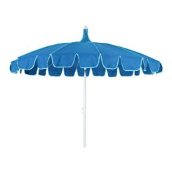 Parasol para jardim COR azul com rebordo verde-água, Ø195 x 215 cm,