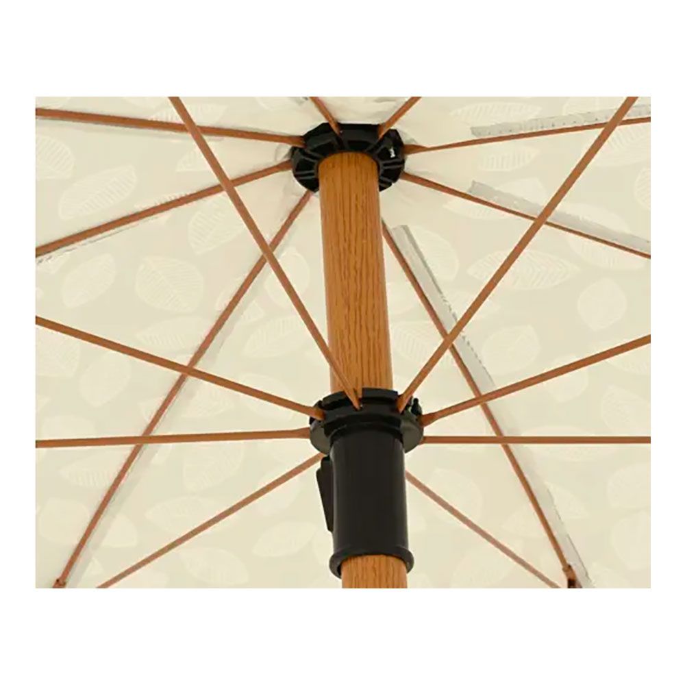 Guarda-sol para jardim, verde com design de folhas e franjas bege, Ø180 x 216 cm - Image 2