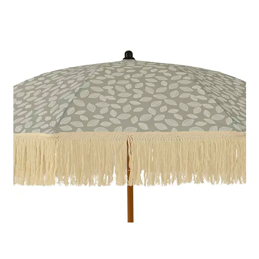 Guarda-sol para jardim, verde com design de folhas e franjas bege, Ø180 x 216 cm - Image 3