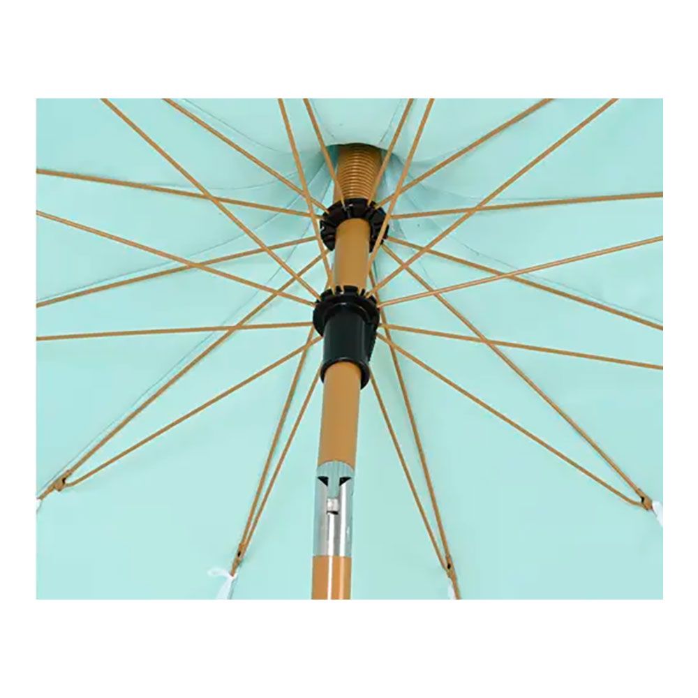 Parasol para jardim, verde-água com rebordo coral, Ø195 x 215 cm - Image 4