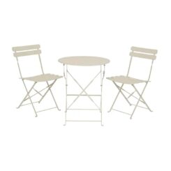 Conjunto de mesa e 2 cadeiras helsingborg, dobráveis, em aço, branco