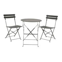 Conjunto de mesa e 2 cadeiras helsingborg, dobráveis, em aço, cinzento antracite