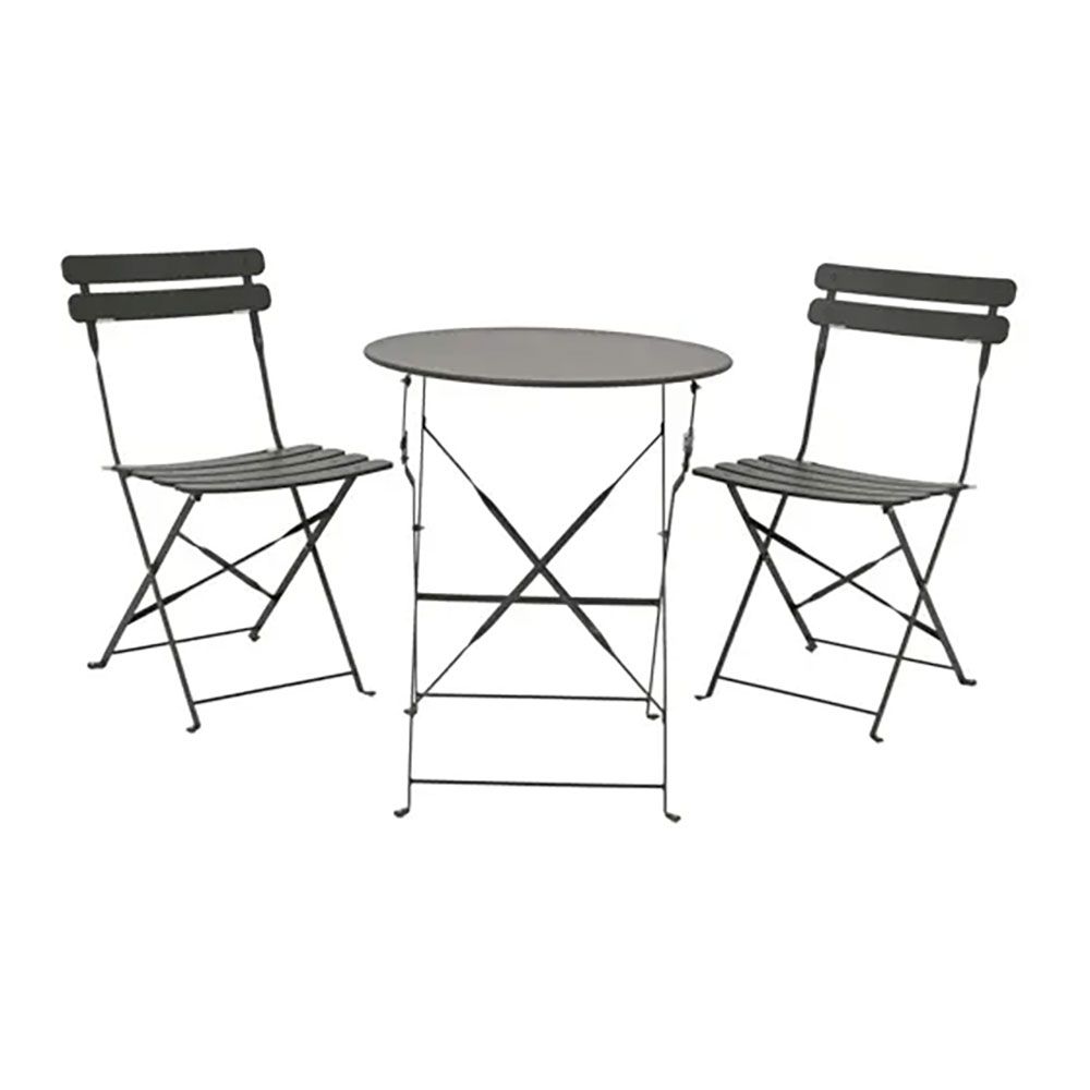 Conjunto de mesa e 2 cadeiras helsingborg, dobráveis, em aço, cinzento antracite