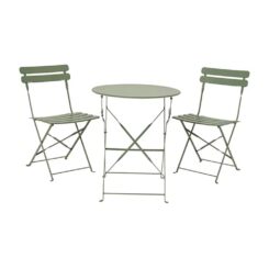 Conjunto de mesa e 2 cadeiras helsingborg, dobráveis, em aço, verde