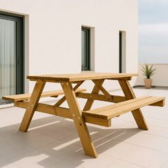 Mesa de piquenique de madeira 177 x 152 x 71 cm