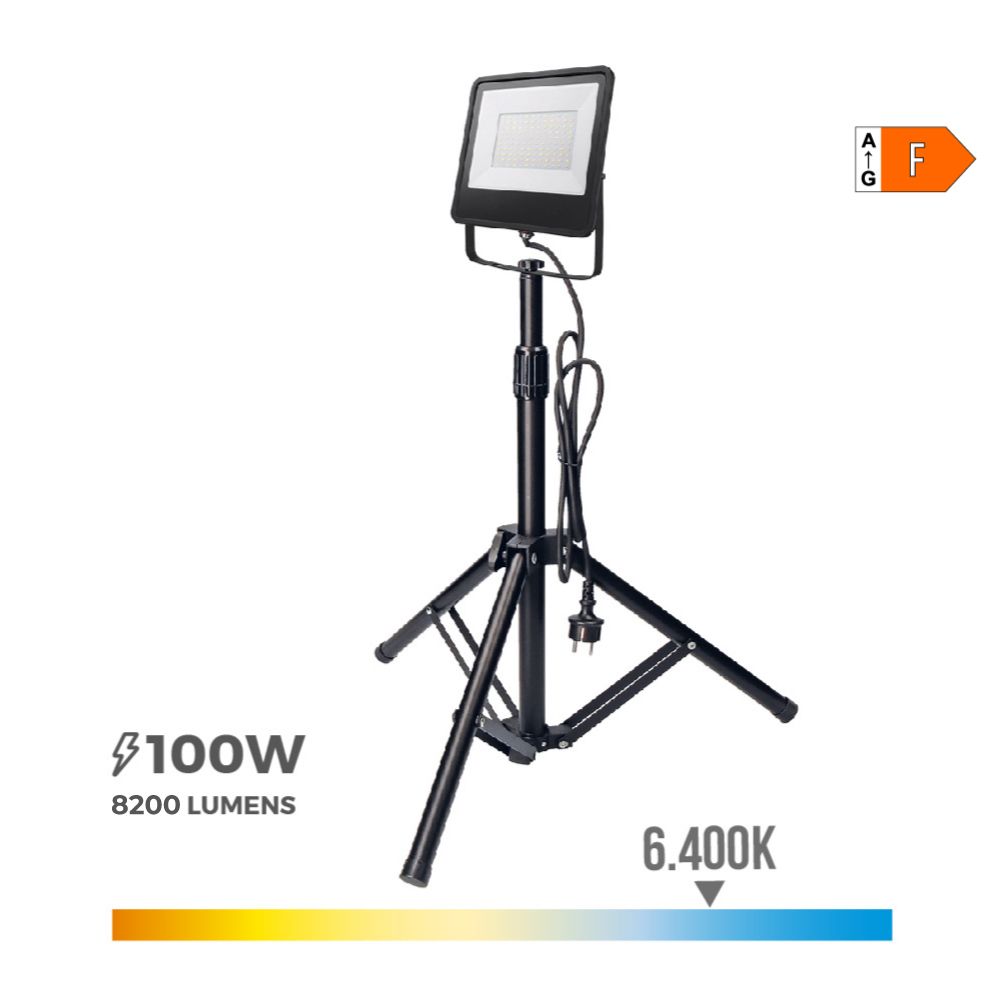 Foco projetor LED com tripé black series 100 W 6400 K