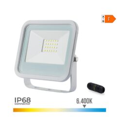 Foco projetor LED branco 20 W 1520 LM 6400 K. LUZ fria. 12,4 x 2,8 x 10,6 cm