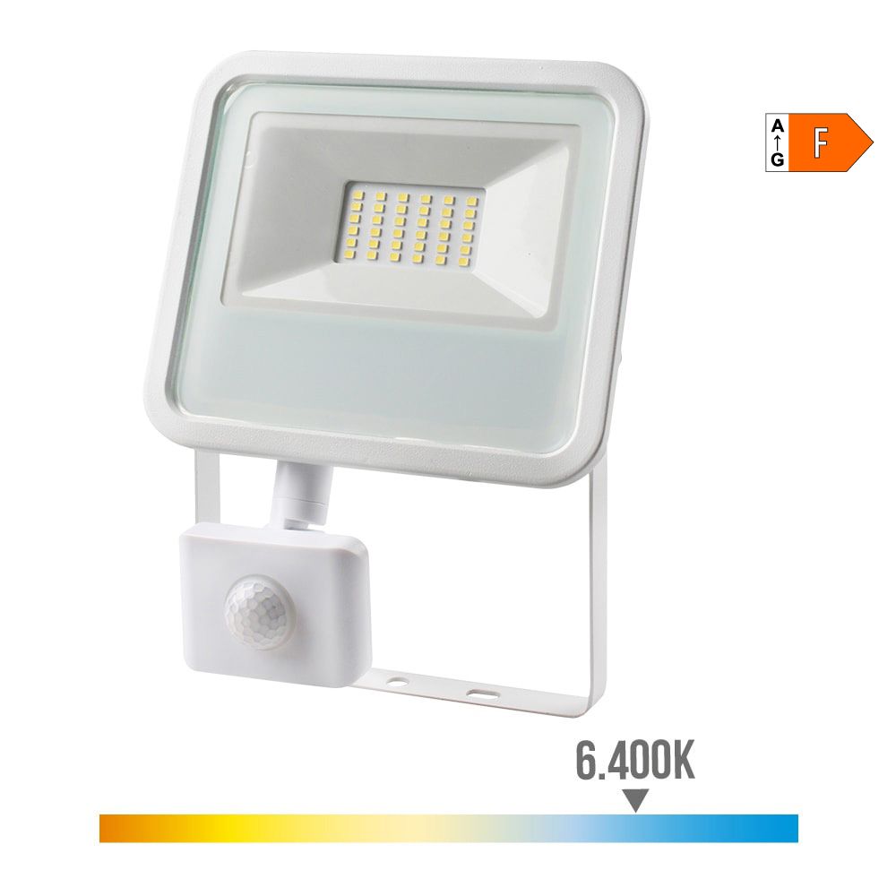 Foco projetor LED com sensor de presença 30 W, 2370 LM, 6400 K. LUZ fria. 15,8 x 20 x 4,5 cm