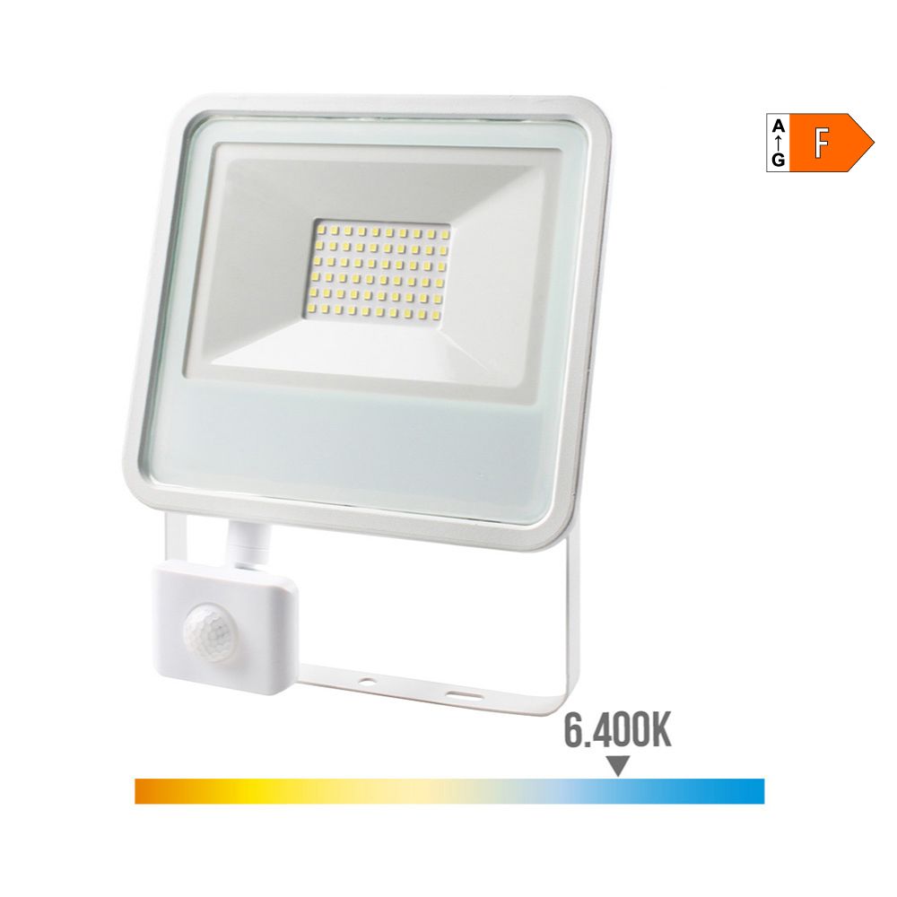 Foco projetor LED com sensor de presença 50 W, 4000 LM, 6400 K. LUZ fria. 23,8 x 4,5 x 19,2 cm