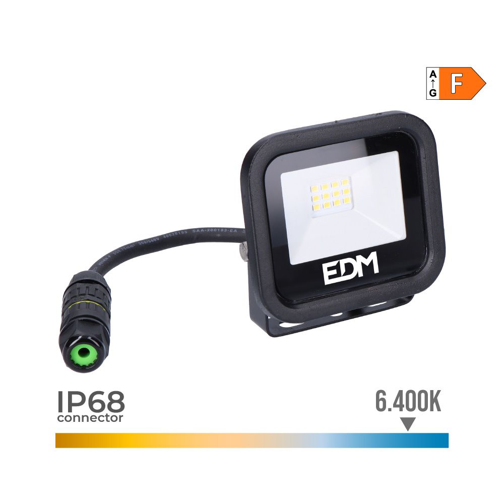 Projector de LED 10 W 800 LM 6400 K LUZ fria black series, 9,2 x 8,1 x 2,7 cm