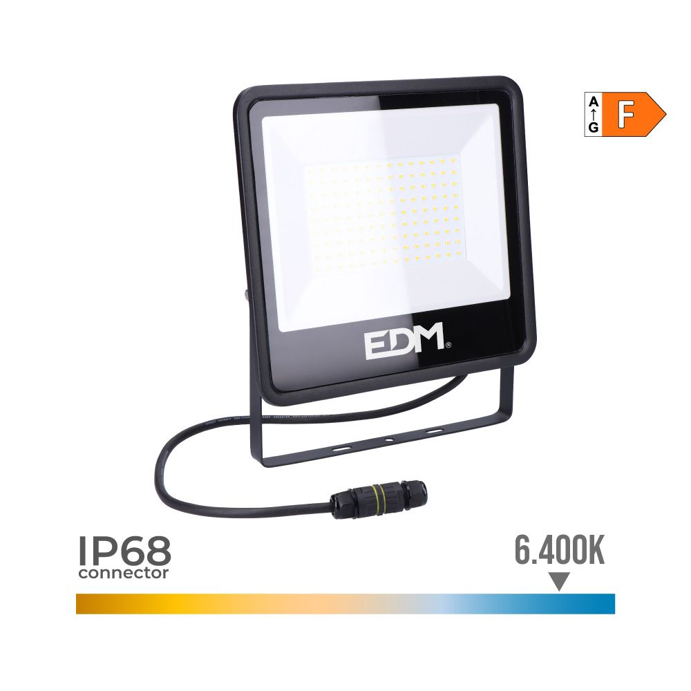 Projetor LED 100 W 8200 LM 6400 K LUZ fria black series, 24,6 x 22,8 x 2,9 cm