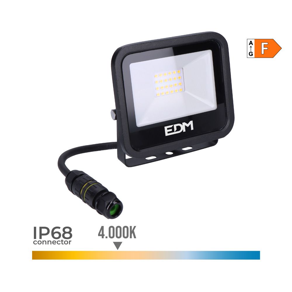 Foco projetor LED 20 W 1520 LM 4000 K LUZ diurna black series 12,4 x 10,6 x 2,8 cm