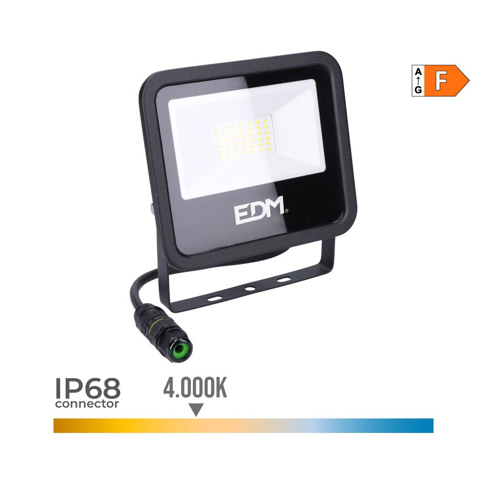 Foco projetor LED 30 W 2370 LM 4000 K LUZ diurna black series 15,8 x 13,5 x 2,9 cm