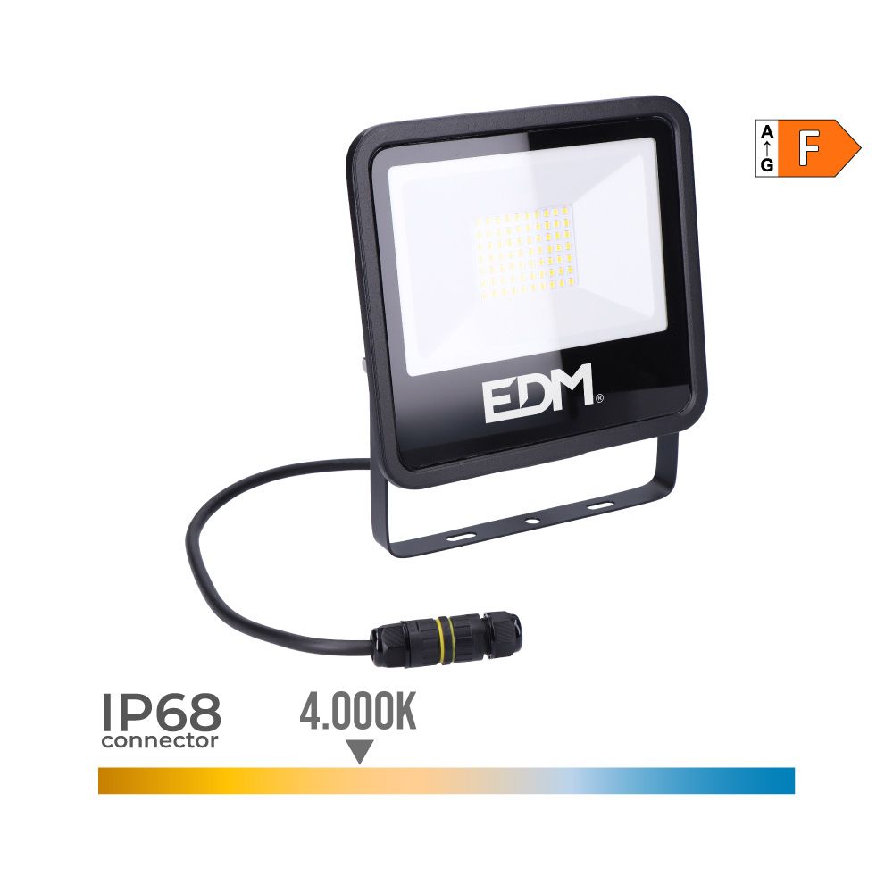 Foco projetor LED 50 W 4000 LM 4000 K LUZ neutra black series 19,2 x 2,9 x 17,5 cm