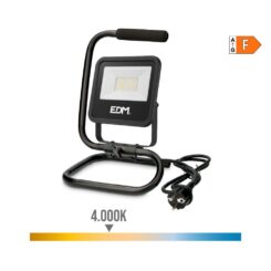 Foco projetor LED com pé 30 W, 2370 LM, 4000 K LUZ diurna. black series. 22 x 21 x 32 cm
