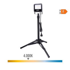 Foco projetor LED com tripé, 30 W, 2370 LM, 4000 K LUZ diurna. black series