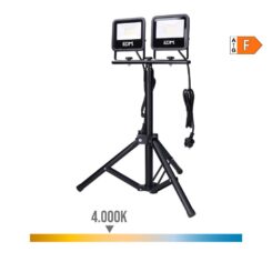 Foco projetor LED com tripé, 2 x 30 W, 2 x 2370 LM, 4000 K LUZ diurna. black series