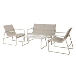 Conjunto de jardim, cinzento claro/branco, 4 peças