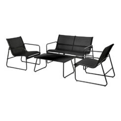 Conjunto de jardim preto de 4 peças