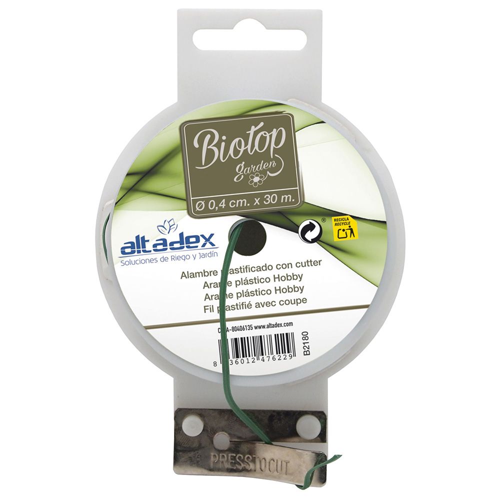 Arame plastificado verde, Ø2 mm x 30 m